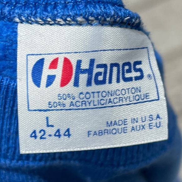 Vintage 1980s Bear with Hat 80s Blue Pullover Jumper Crewneck Sweatshirt - Picture 4 of 5